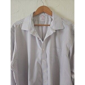 VTG Brooks Brothers Mens 17 1/2 34 Madison OXFORD Button Down Cotton Blue White